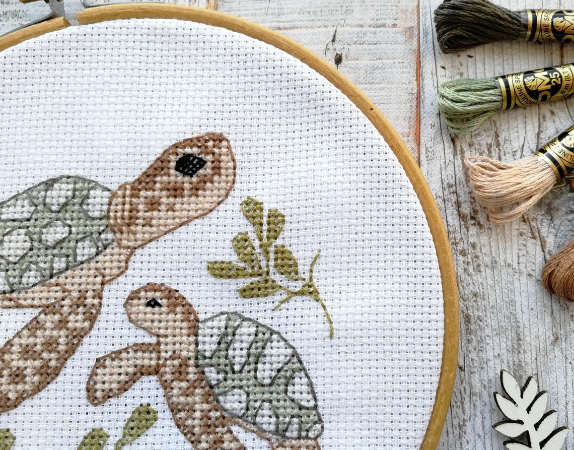 Turtle needlepoint pattern nautical needlepoint turtle cross Etsy