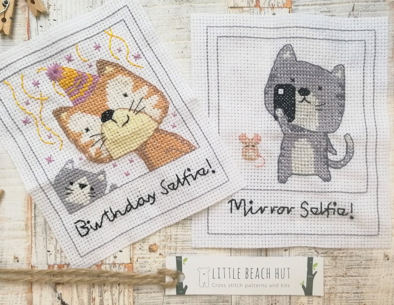 Birthday cross stitch pattern cat lover gift birthday image 1