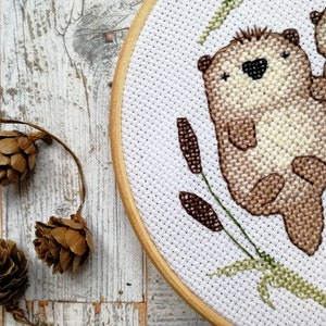 Cross stitch kit, Otters, Family, Cross stitch pattern, Modern embroidery, Family gift, Baby shower gifts, Embroidery pattern, Love gifts image 5