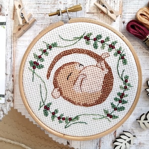 Kit de point de croix de souris, motif de point de croix, kit de broderie de souris, motif de broderie de souris, kit de couture de Noël, point de croix de Noël