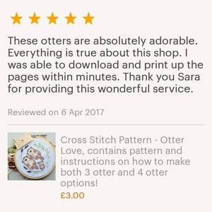 Cute otter cross stitch pattern, otter embroidery, modern cross stitch, cute sewing pattern, otter pattern, cross stitch otter, cute gift image 4