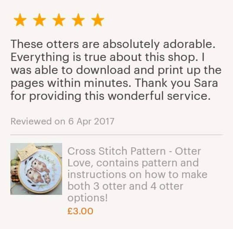 Cute otter cross stitch pattern, otter embroidery, modern cross stitch, cute sewing pattern, otter pattern, cross stitch otter, cute gift image 4