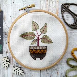 VENTE DE LIQUIDATION, kit de point de croix de plante d'intérieur, modèle de plante, modèles de point de croix, conception de plante, cadeau pour les amateurs de plantes, cadeaux pour la maison et le jardin