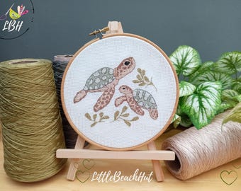 Cross stitch kits, turtles gift, cross stitch pattern, turtle embroidery, embroidery, cross stitch pattern, sewing kit, animal lovers gift