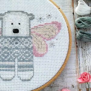 Children&#39;s cross stitch pattern - tooth fairy, embroidery bear, children&#39;s gifts, childs cross stitch, cushion embroidery, sewing kits, DIY