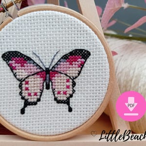 Butterfly cross stitch pattern, downloadable PDF, PDF pattern, embroidery pattern, btterfly gift, mothers day present, easy cross stitch