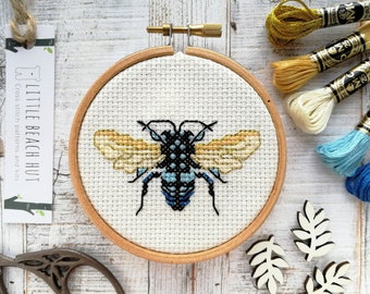 CLEARANCE SALE, Beautiful fly cross stitch kit, really easy embroidery fly, beginners cross stitch kit, modern mini embroidery pattern.