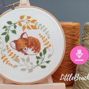 Fox cross stitch pattern,  embroidery fox, autumn cross stitch design, fox lovers gift, easy cross stitch, embroidery pattern, DIY pattern