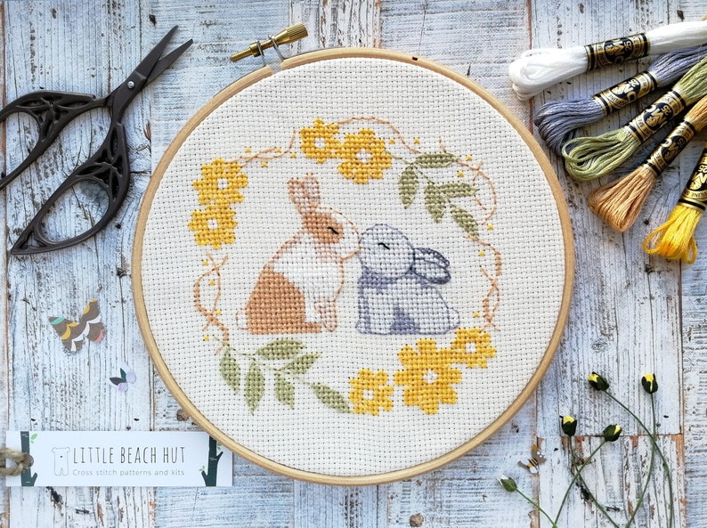 Wedding Cross Stitch Kit Rabbit Design Rabbit Wedding Gift Etsy