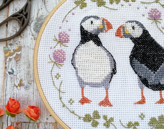 Puffin Cross Stitch Kit - Stitched Modern