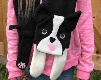 Boston Terrier Scarf PDF instant download Sewing Pattern, dog lovers gift, fun easy kids fleece, printable, full sized, doggie