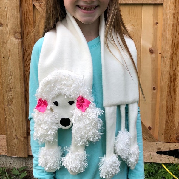 Poodle Scarf PDF  instant download Sewing Pattern, fun easy kids, fleece,Dog lovers gift, full sized pattern,