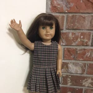 School Girl Uniform Sewing Pattern, jumper, instant download, kids, 18&quot; doll, Jumper, plaid, private school uniform