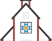 Primitive decor style barn appliqué design download for embroidery machine, barn quilt, rustic decor