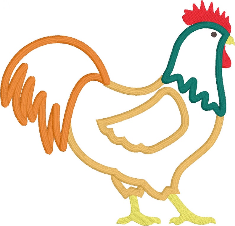 Rooster Chicken Applique Embroidery Design Download for Etsy