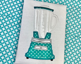 1950's style kitchen Blender applique embroidery design download for embroidery machine