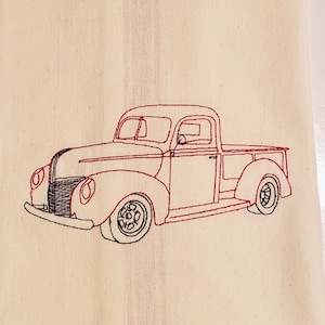Vintage Truck  bean quick stitch Embroidery Design for use with an embroidery machine