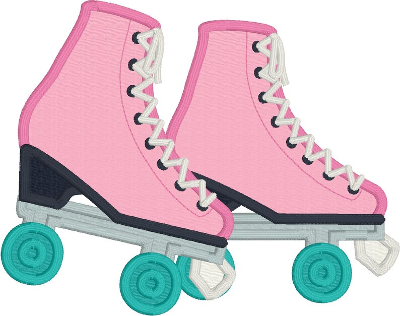 Roller skates applique embroidery design download for Etsy