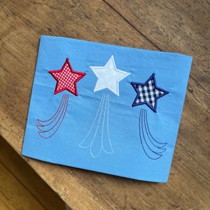Star Trio,  4th of July applique embroidery design for use with an embroidery machine.