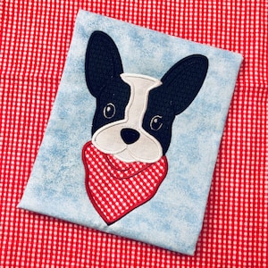 Descarga de diseño de bordado de aplicación de Bulldog Francés para máquina de bordar.