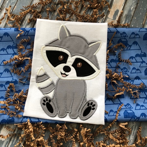 Raccoon Baby applique embroidery design file for use with an embroidery machine