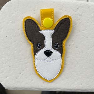 ITH French Bulldog  Key Fob  embroidery design file for use with an embroidery machine