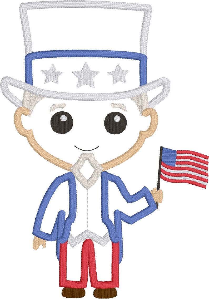 Uncle Sam Forth of July Applique Embroidery Design Download Etsy