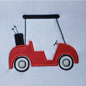 刺繍機で使用するゴルフ カートのアップリケ刺繍デザイン。