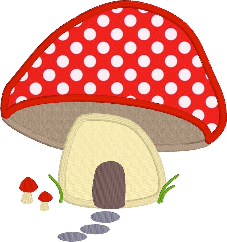 Mushroom house applique embroidery design file for use with an  etsy Mushroom house applique embroidery design file for use with an  etsy