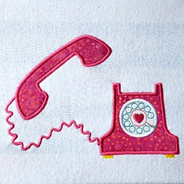 Rotary Telephone  applique embroidery design download for embroidery machine