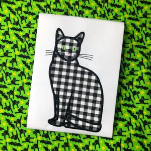 Black Cat Halloween applique embroidery design download for embroidery machine, Halloween, scardy cat, scary cat, black, spooky