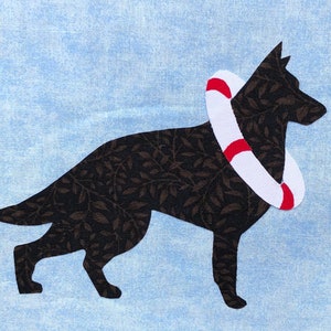 German Shepherd Adaptation PDF raw edge fusible  appliqué sewing  Pattern (for use with Year of Labrador) German Shepard quilt, wall hanging