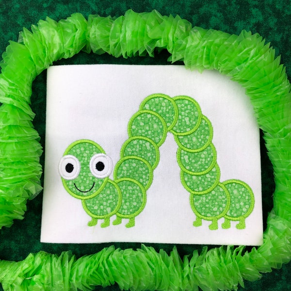 Inchworm Spring appliqué design download for embroidery machine