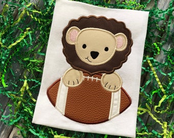 Lion Mascot  with Football  applique embroidery design download