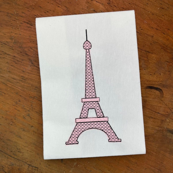 Eiffel Tower  Bean Stitch appliqué  with motif fill design download for embroidery machine