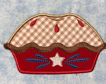 Apple Pie appliqué design download for embroidery machine, summer theme, Primitive Decor, July 4th