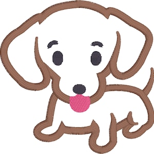 Dachshund Puppy Applique Embroidery Design download for embroidery machine, cute puppy for boys or girls, Weiner dog, doxie