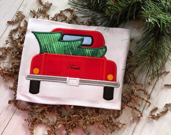 Christmas Tree in a pickup truck bed applique embroidery design download for embroidery machine