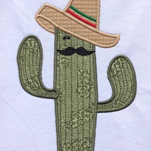 Cactus with Sombrero Cinco de Mayo applique embroidery design download for embroidery machine