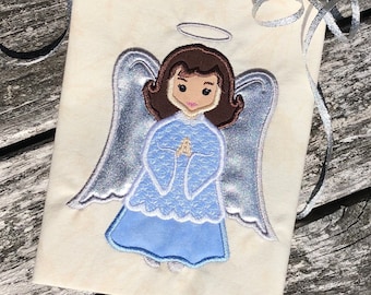 Angel applique embroidery design, Christmas holiday appliqué design, for girls, instant download,