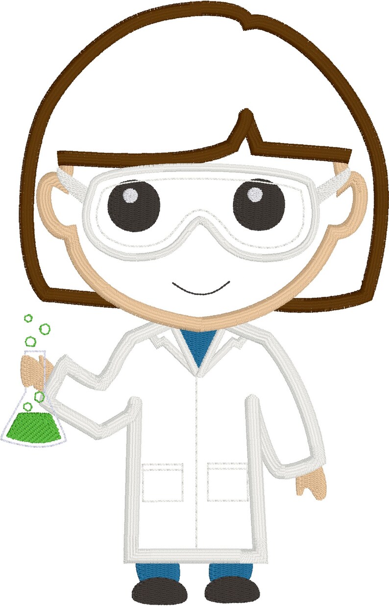 Scientist applique embroidery design file for use with an  etsy