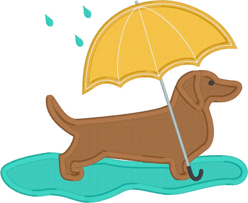 Dachshund Umbrella Appliqué Embroidery Design download | Etsy
