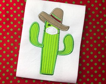 Pandemic Cactus Cinco de Mayo applique embroidery design download for embroidery machine