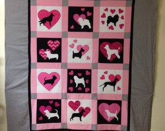 Dog Breed Quilt PDF Sewing Pattern, Raw Edge Applique (Instant Download)