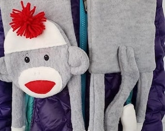 ITH Sock Monkey Scarf embroidery design file for use with an embroidery machine