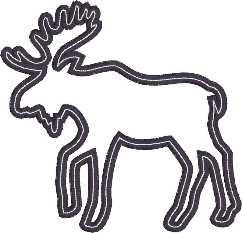 Moose silhouette applique design for embroidery machine  etsy