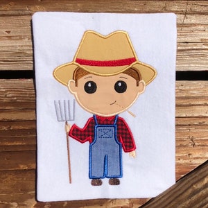 Farmer Farm boy applique borduurontwerpbestand voor gebruik met een borduurmachine