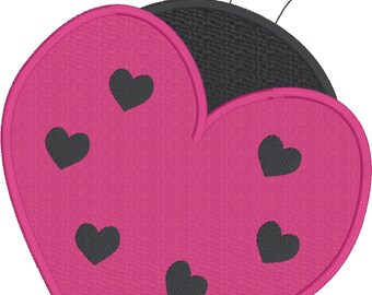 Ladybug Heart  Valentine applique embroidery design download for embroidery machine