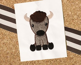 Buffalo Baby appliqué design download for embroidery machine, cute appliqué design