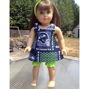 Pinafore dress PDF sewing pattern for 18&quot; doll,  bloomers, girl doll easy pattern, kids doll dress sewing pattern